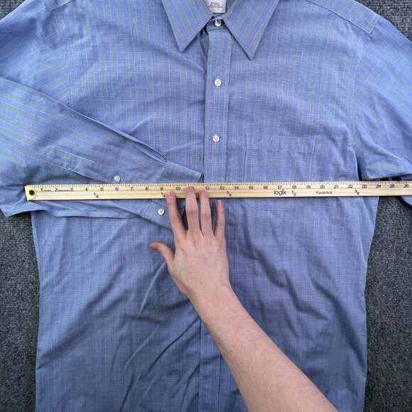 Brooks Brothers Long Sleeve Button Up Shirt Mens 16.5 32/33 Blue Check Cotton - Picture 4 of 11